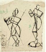 Theo van Doesburg Two sketches of Krishna playing a flute, seen from the front. oil on canvas